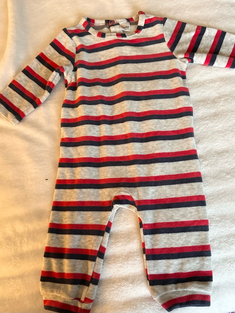 Striped Red and Navy Cotton Kids One-Piece